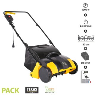 Aérateur démousseur électrique de pelouse 1300W travail 34 cm 3 profondeurs travail Texas MPC1300