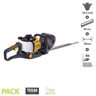 Taille haies 2 temps 22,5cm3 lame 60cm poignée tournante 180° Texas HTD2600