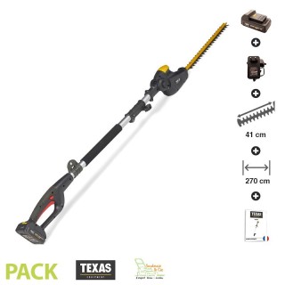Taille haie sur perche electrique lamier 41cm orientable Texas Smart Hedge 500