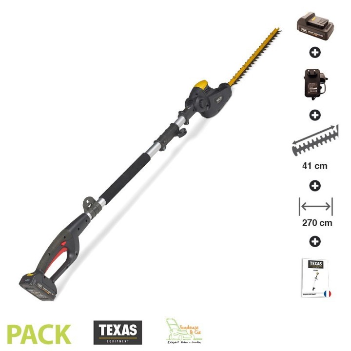 Taille haie sur perche electrique lamier 41cm orientable Texas Smart Hedge 500