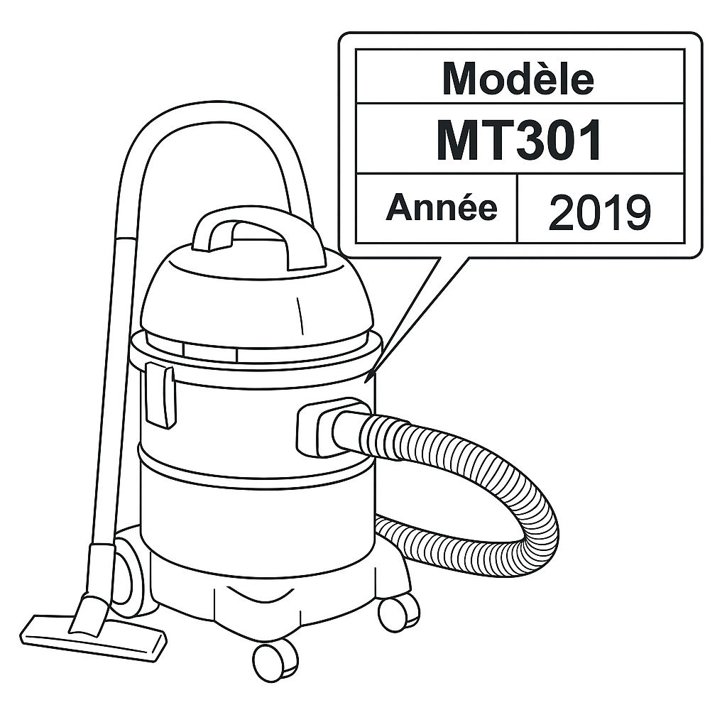 Emplacement de la référence — Aspirateur
