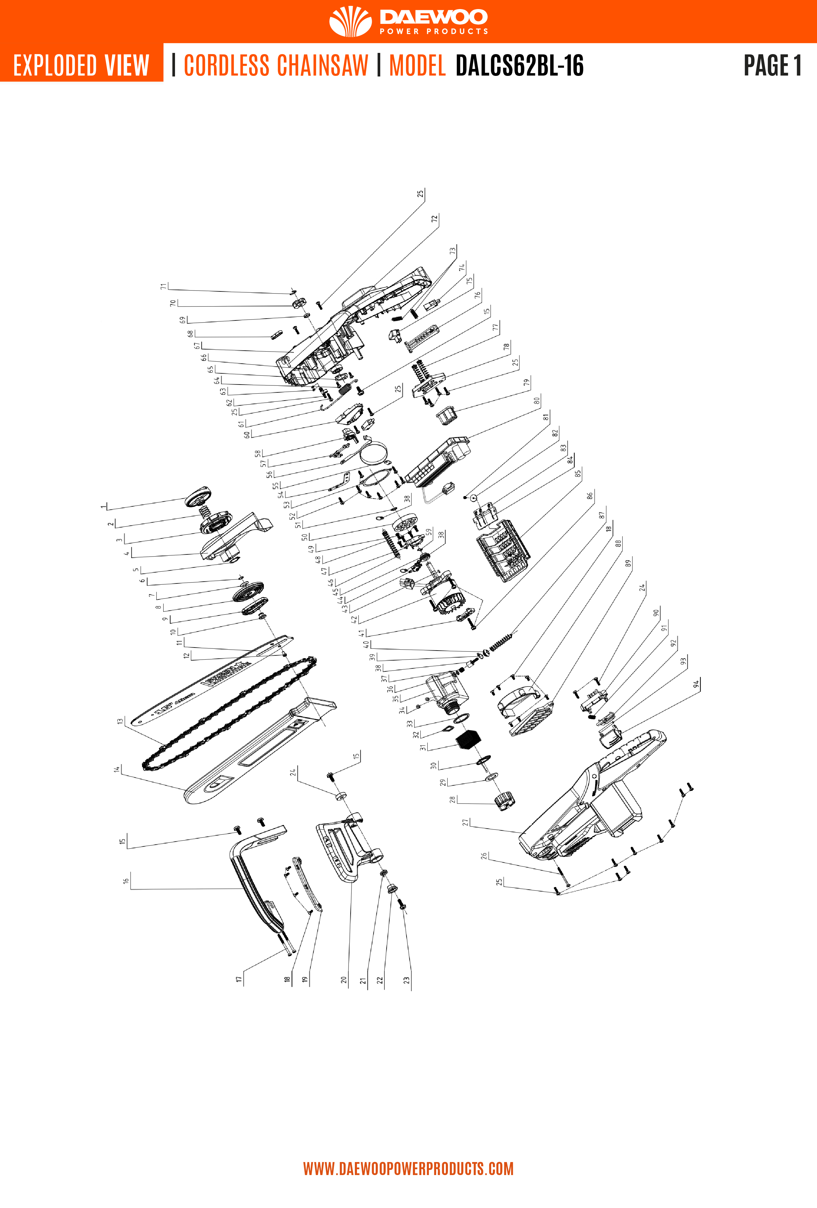 Vue éclaté pour  DALCS62BL-16 - Page 2