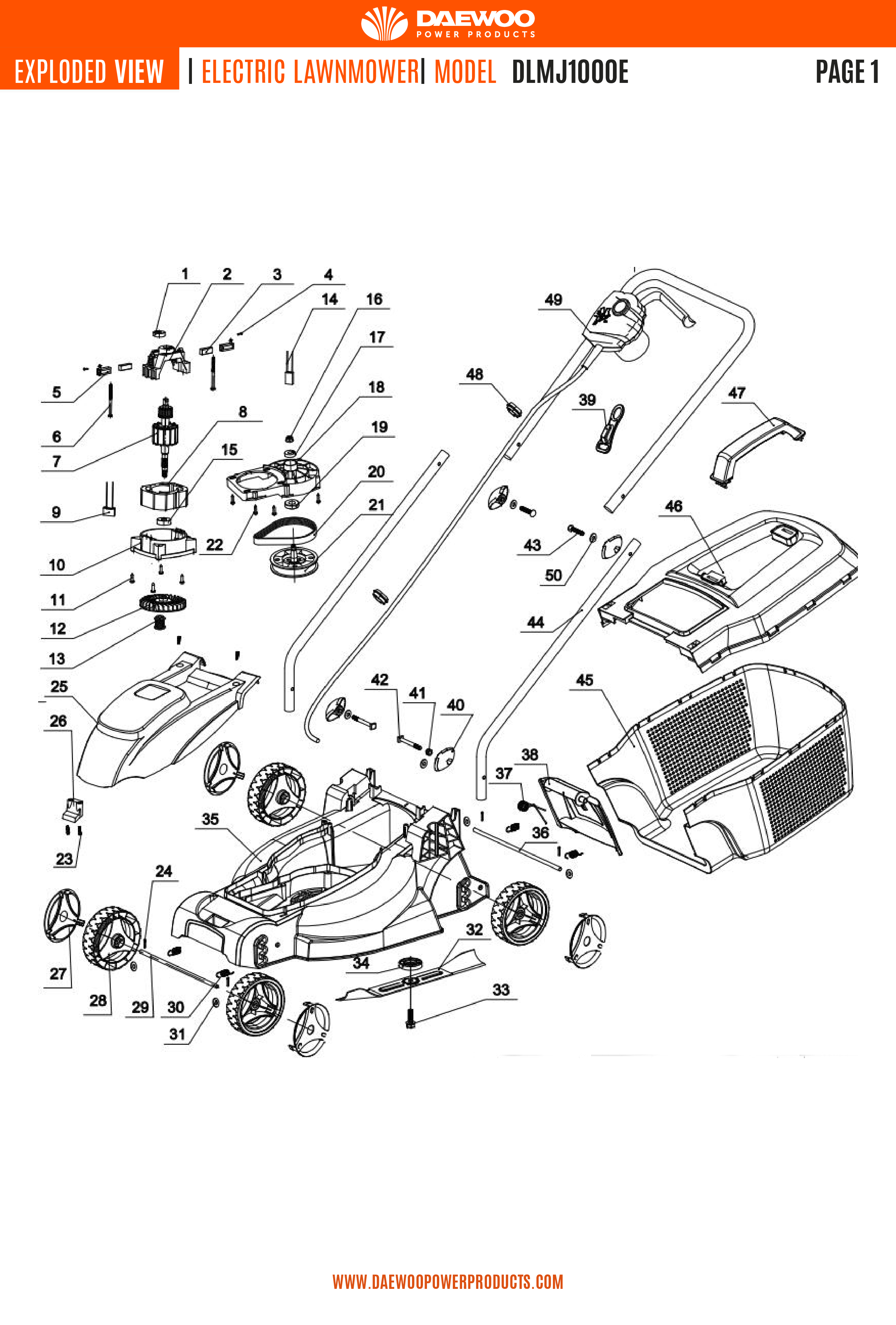 Vue éclaté pour  DLMJ1000E - Page 2